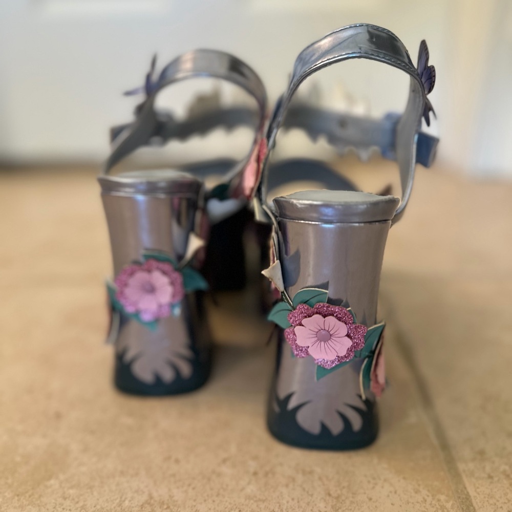 Sugar Thrillz Enchanted Forest Platform Heels Mushroom Butterflies - Picture 2 of 6